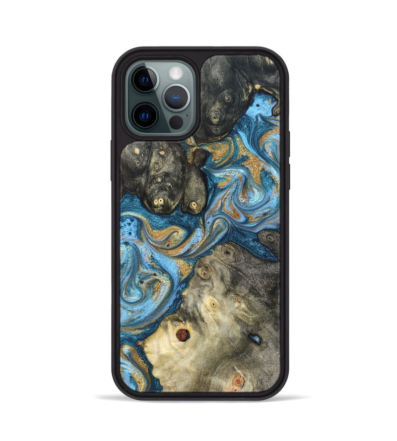 iPhone 12 Pro Wood Phone Case - Aarav (Teal & Gold, 823693)