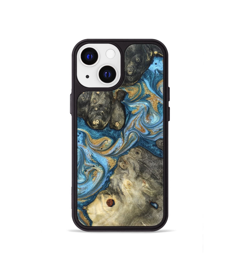 iPhone 13 mini Wood Phone Case - Aarav (Teal & Gold, 823693)