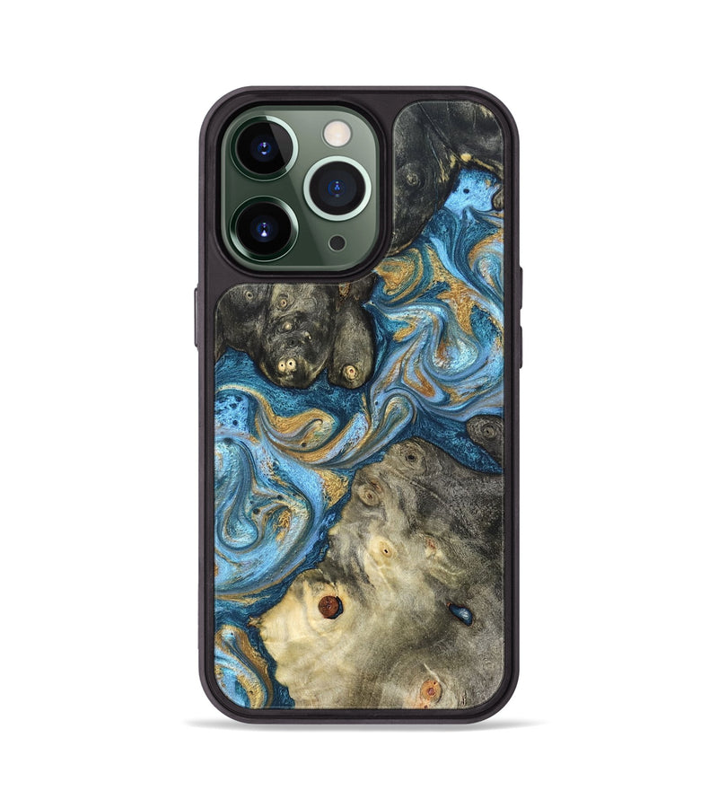 iPhone 13 Pro Wood Phone Case - Aarav (Teal & Gold, 823693)