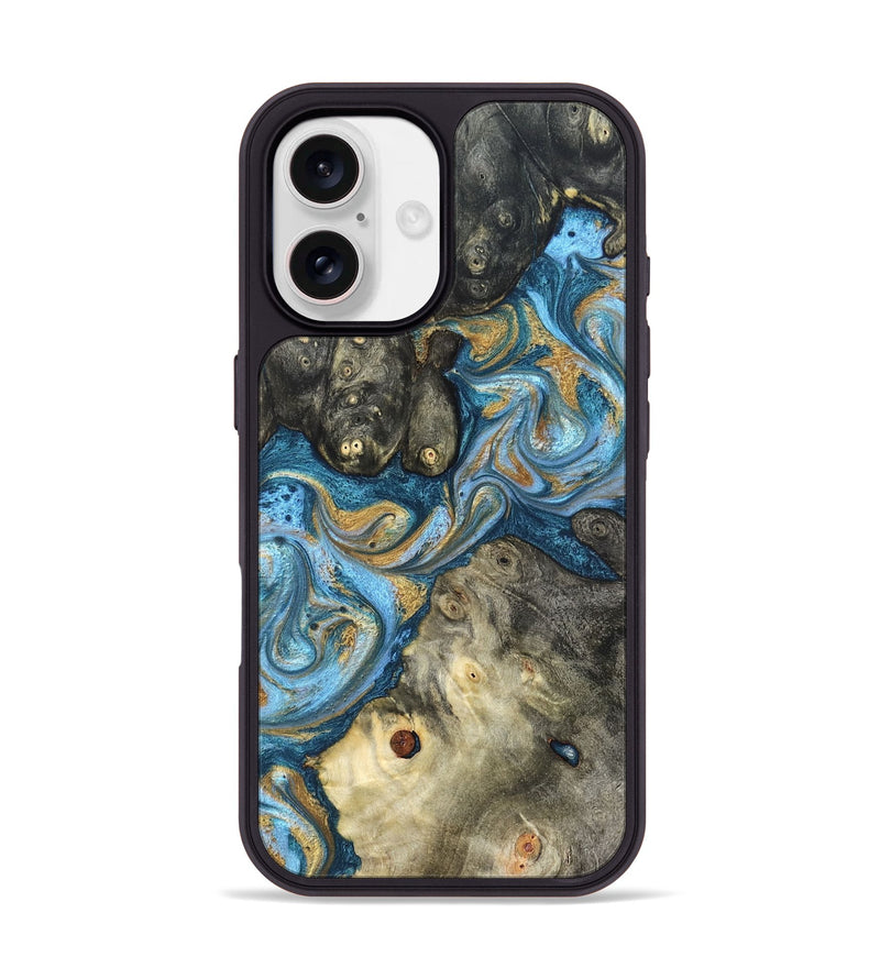 iPhone 17 Wood Phone Case - Aarav (Teal & Gold, 823693)