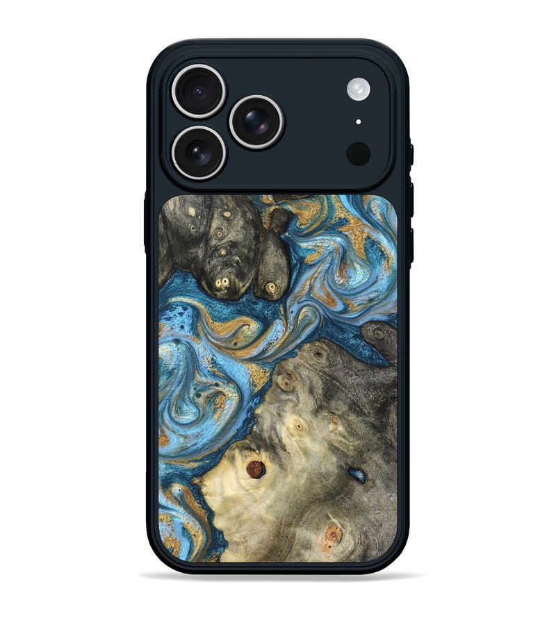 iPhone 17 Pro Max Wood Phone Case - Aarav (Teal & Gold, 823693)