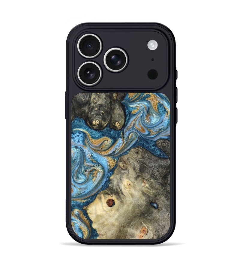 iPhone 17 Pro Wood Phone Case - Aarav (Teal & Gold, 823693)