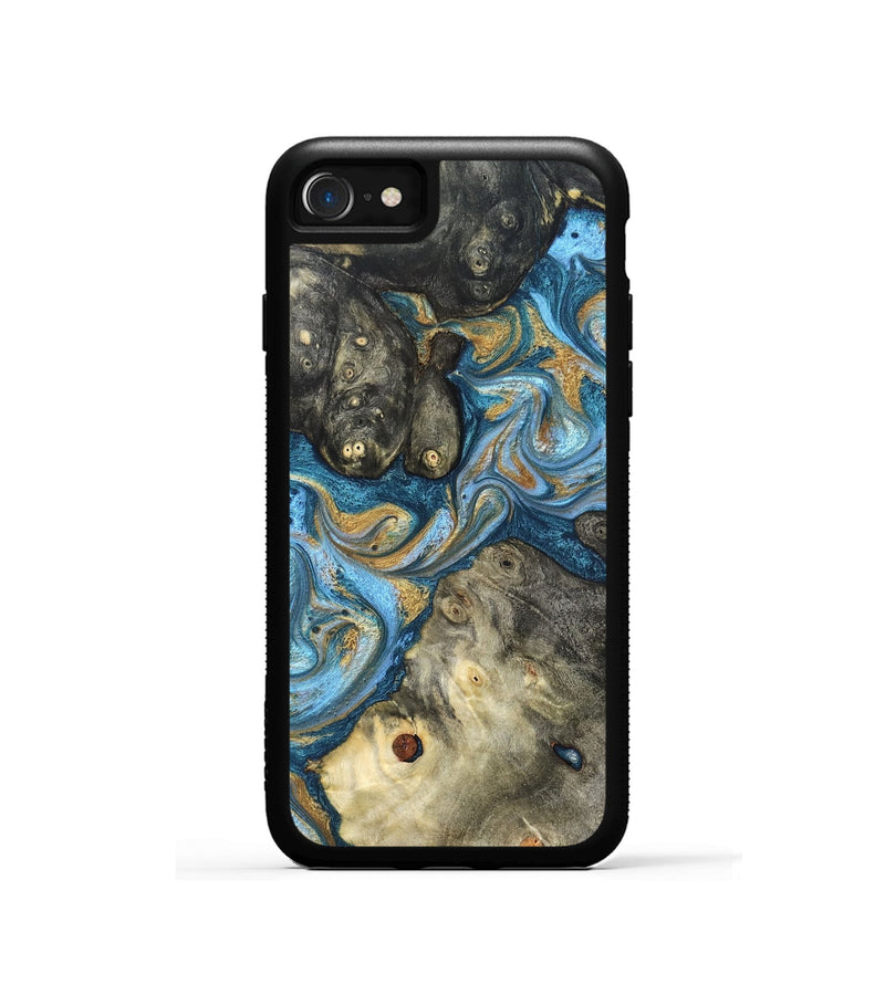 iPhone SE Wood Phone Case - Aarav (Teal & Gold, 823693)