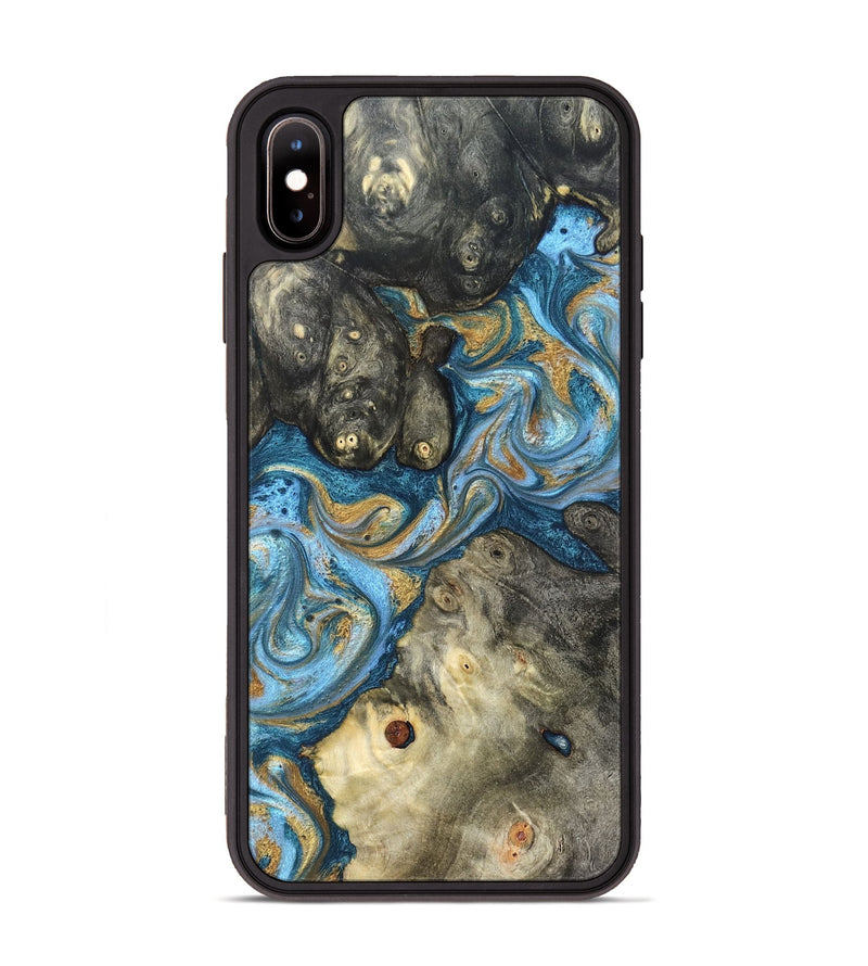 iPhone Xs Max Wood Phone Case - Aarav (Teal & Gold, 823693)