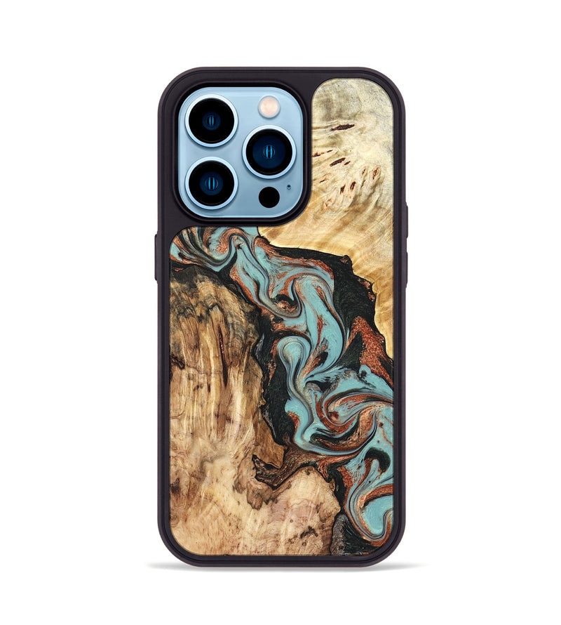 iPhone 14 Pro Wood Phone Case - Stefani (Green, 823694)