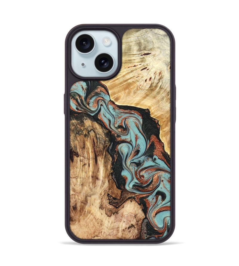 iPhone 15 Wood Phone Case - Stefani (Green, 823694)