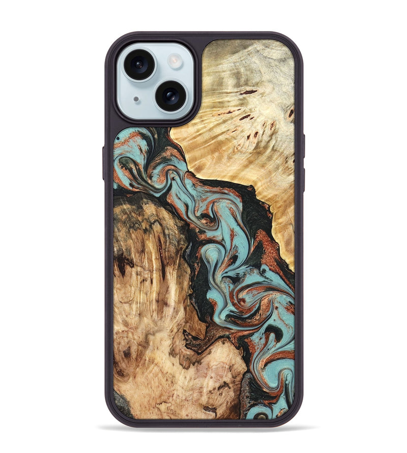 iPhone 15 Plus Wood Phone Case - Stefani (Green, 823694)