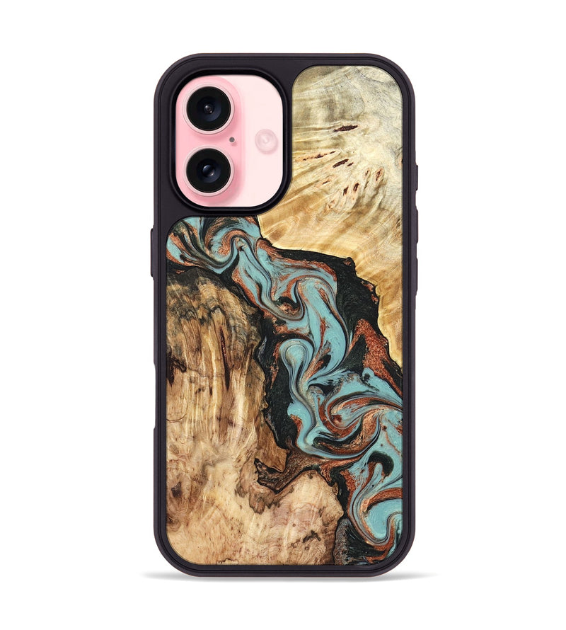 iPhone 16 Wood Phone Case - Stefani (Green, 823694)