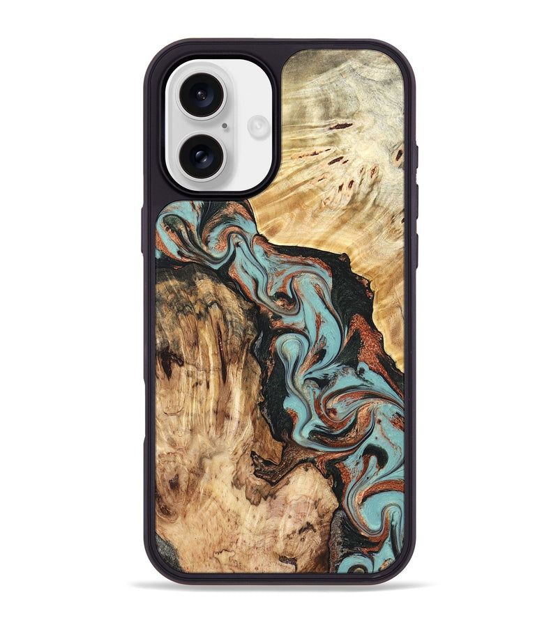 iPhone 16 Plus Wood Phone Case - Stefani (Green, 823694)