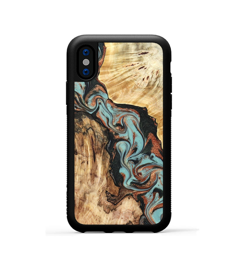 iPhone Xs Wood Phone Case - Stefani (Green, 823694)