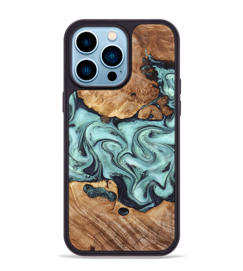 iPhone 14 Pro Max Wood Phone Case - Clint (Green, 823695)