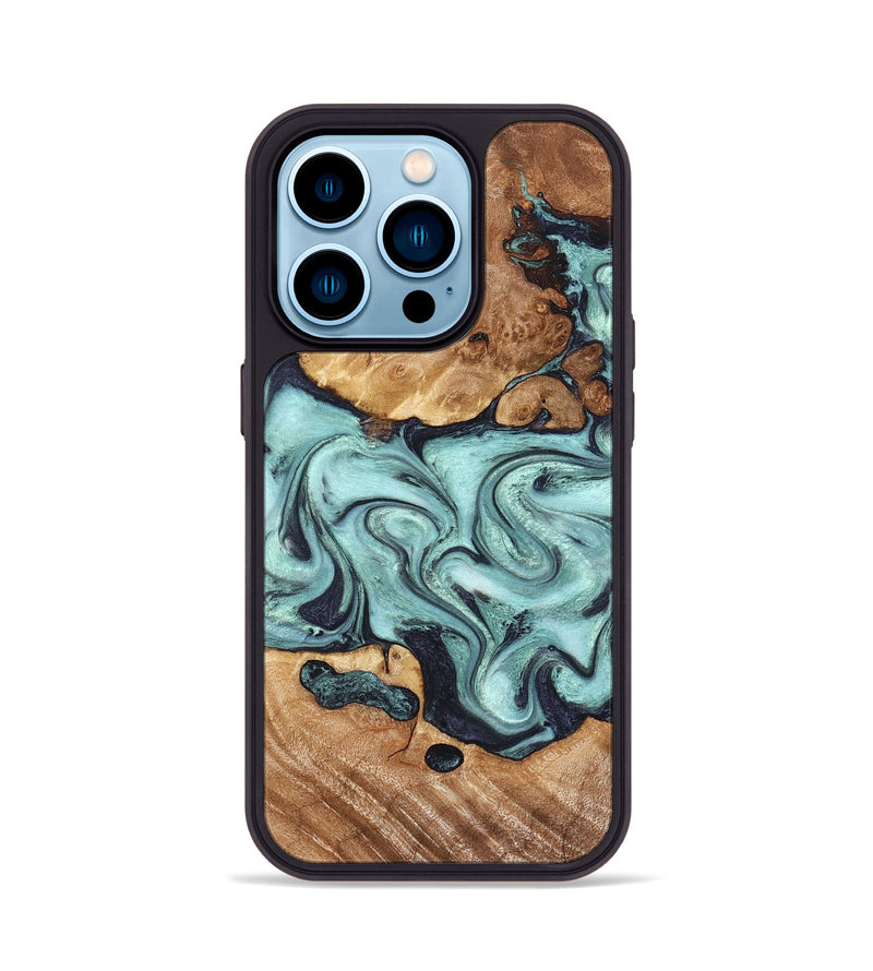 iPhone 14 Pro Wood Phone Case - Clint (Green, 823695)