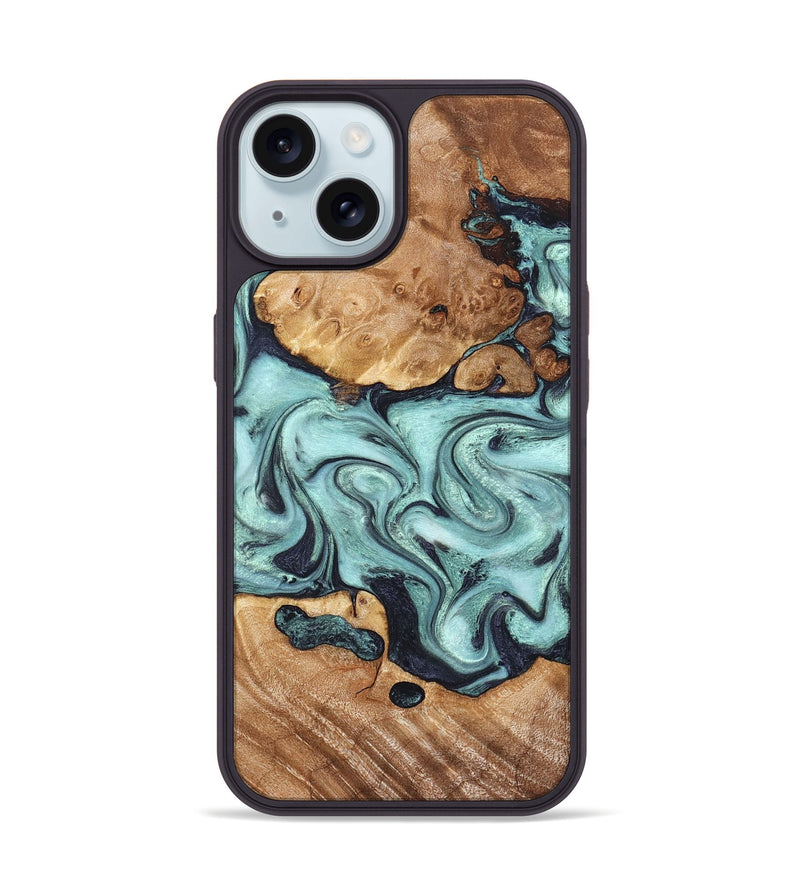 iPhone 15 Wood Phone Case - Clint (Green, 823695)