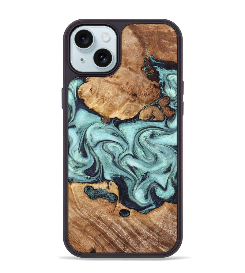 iPhone 15 Plus Wood Phone Case - Clint (Green, 823695)