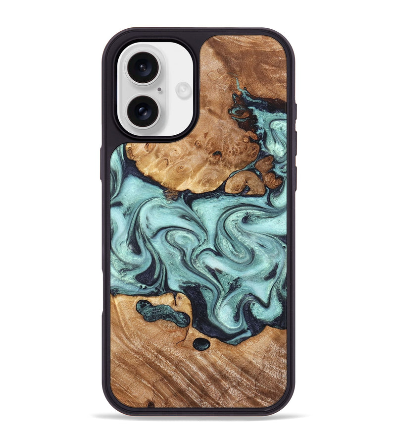 iPhone 16 Plus Wood Phone Case - Clint (Green, 823695)