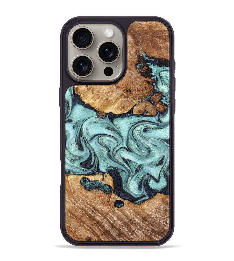 iPhone 16 Pro Max Wood Phone Case - Clint (Green, 823695)