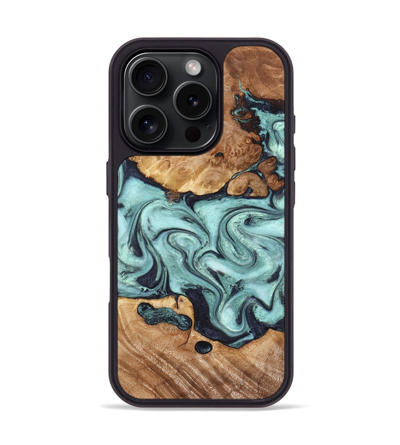 iPhone 16 Pro Wood Phone Case - Clint (Green, 823695)