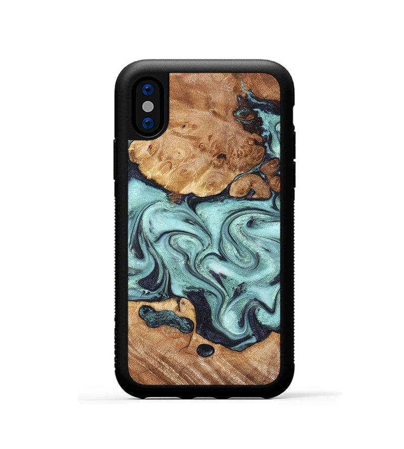 iPhone Xs Wood Phone Case - Clint (Green, 823695)