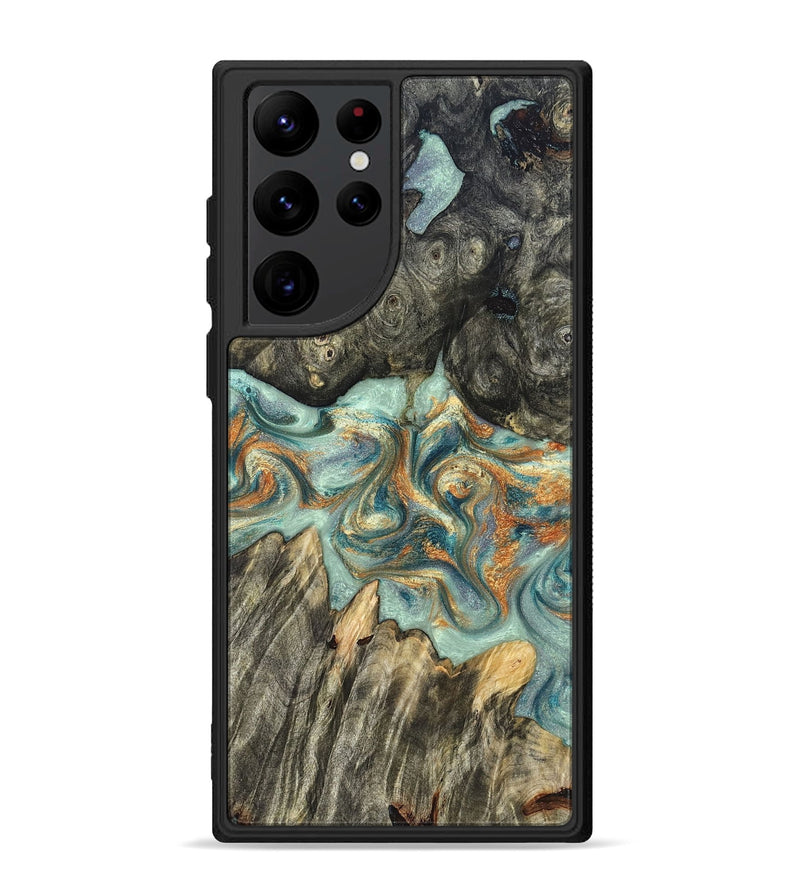 Galaxy S22 Ultra Wood Phone Case - Tracey (Teal & Gold, 823696)