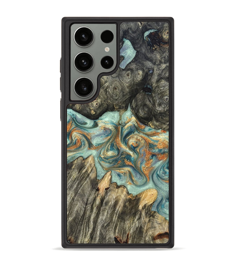 Galaxy S23 Ultra Wood Phone Case - Tracey (Teal & Gold, 823696)