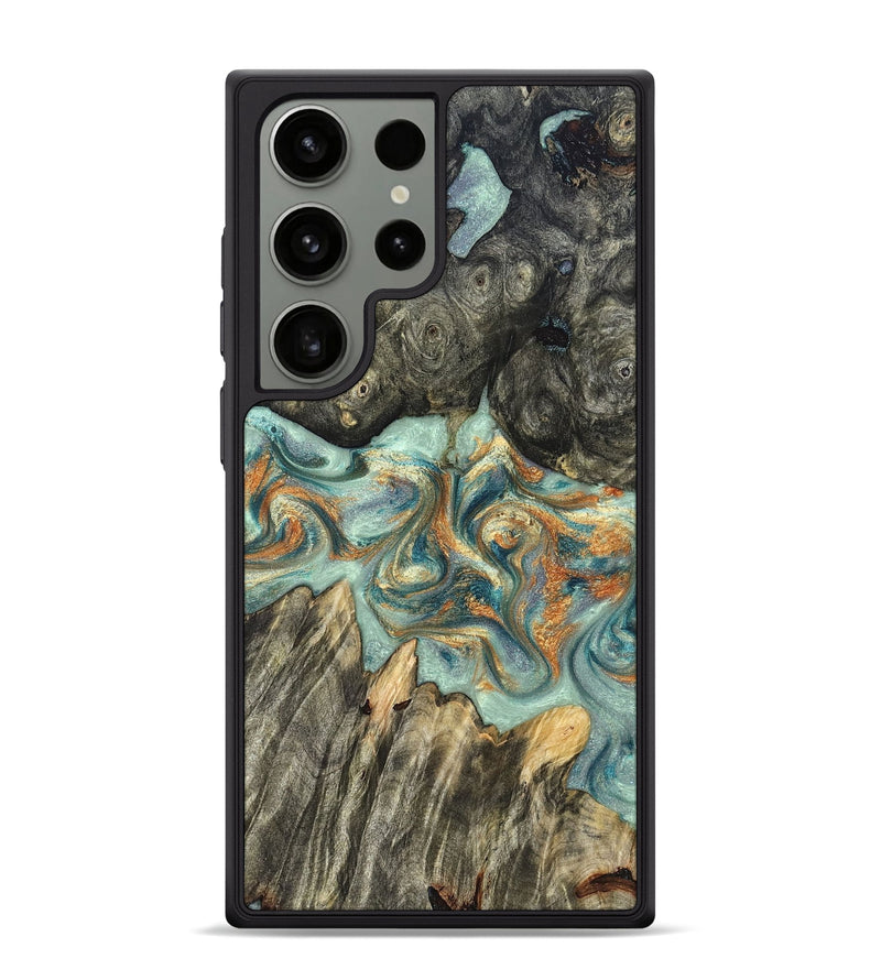 Galaxy S24 Ultra Wood Phone Case - Tracey (Teal & Gold, 823696)