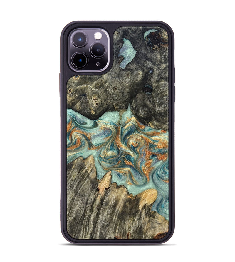 iPhone 11 Pro Max Wood Phone Case - Tracey (Teal & Gold, 823696)