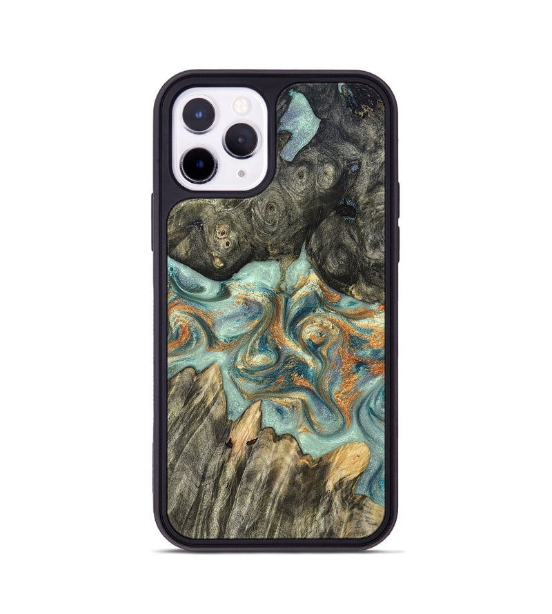 iPhone 11 Pro Wood Phone Case - Tracey (Teal & Gold, 823696)
