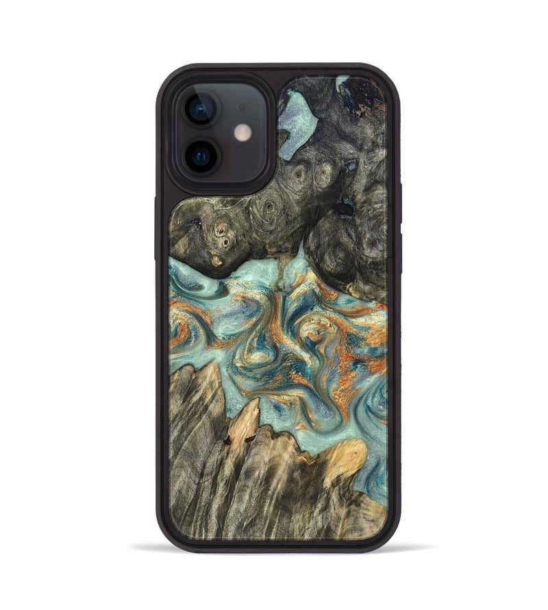 iPhone 12 Wood Phone Case - Tracey (Teal & Gold, 823696)