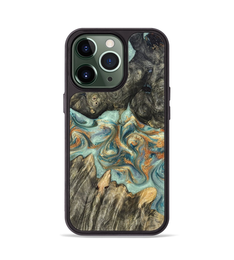 iPhone 13 Pro Wood Phone Case - Tracey (Teal & Gold, 823696)