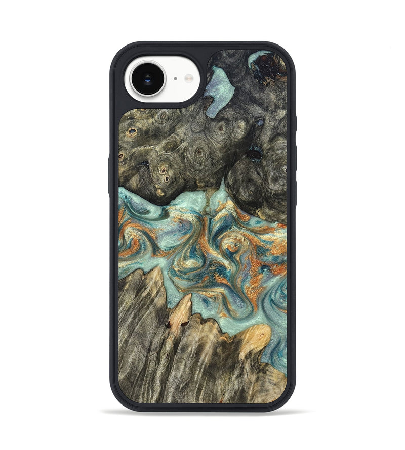 iPhone 16e Wood Phone Case - Tracey (Teal & Gold, 823696)