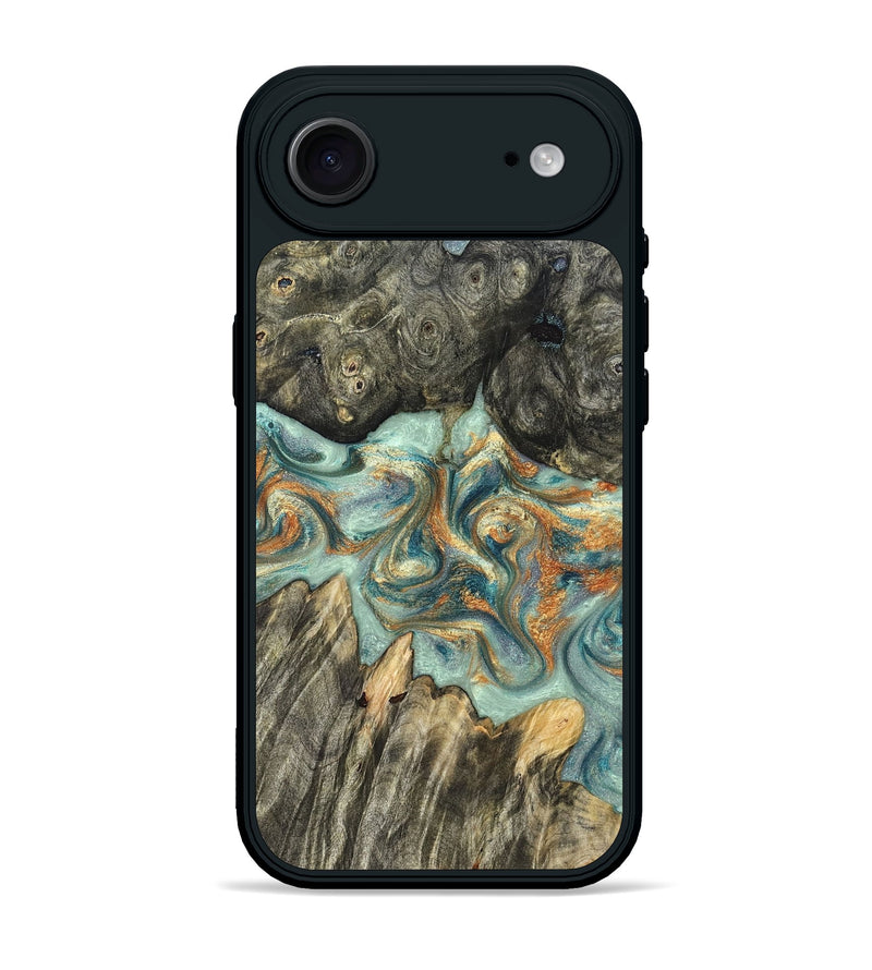 iPhone 17 Air Wood Phone Case - Tracey (Teal & Gold, 823696)