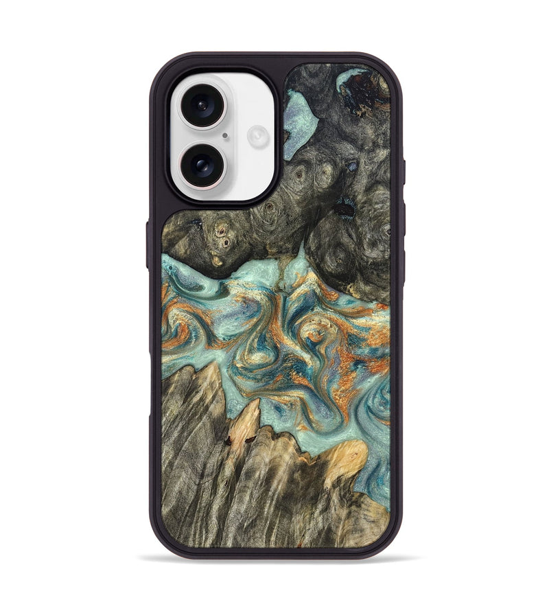 iPhone 17 Wood Phone Case - Tracey (Teal & Gold, 823696)