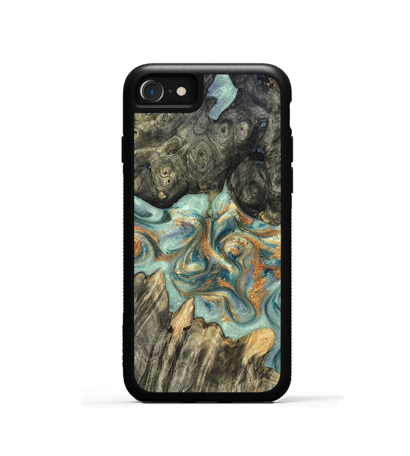 iPhone SE Wood Phone Case - Tracey (Teal & Gold, 823696)