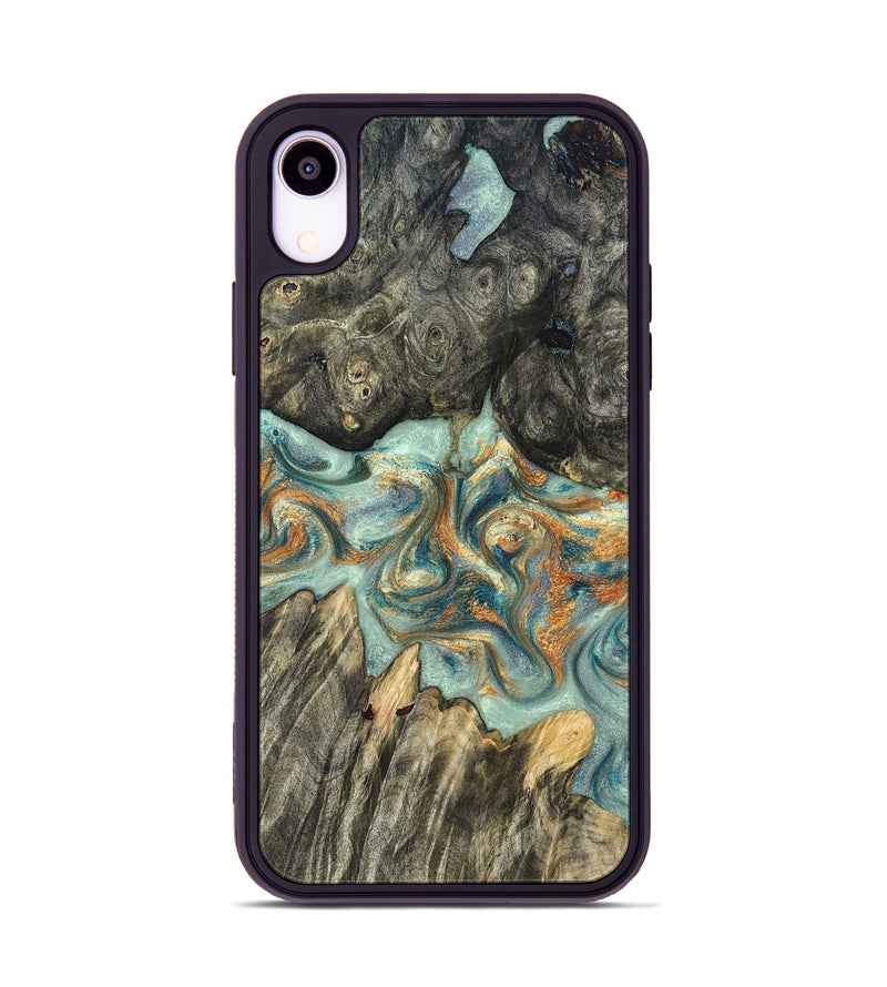 iPhone Xr Wood Phone Case - Tracey (Teal & Gold, 823696)