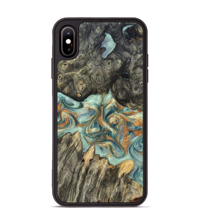 iPhone Xs Max Wood Phone Case - Tracey (Teal & Gold, 823696)