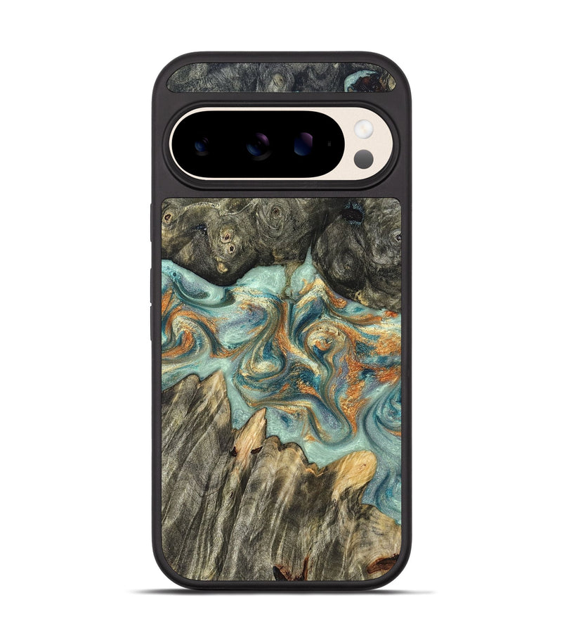 Pixel 10 Wood Phone Case - Tracey (Teal & Gold, 823696)
