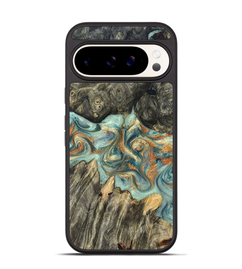 Pixel 9 Wood Phone Case - Tracey (Teal & Gold, 823696)