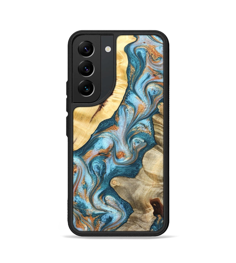 Galaxy S22 Wood Phone Case - Obie (Teal & Gold, 823712)