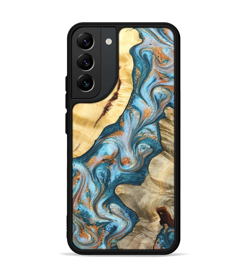 Galaxy S22 Plus Wood Phone Case - Obie (Teal & Gold, 823712)