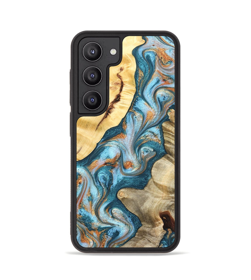 Galaxy S23 Wood Phone Case - Obie (Teal & Gold, 823712)