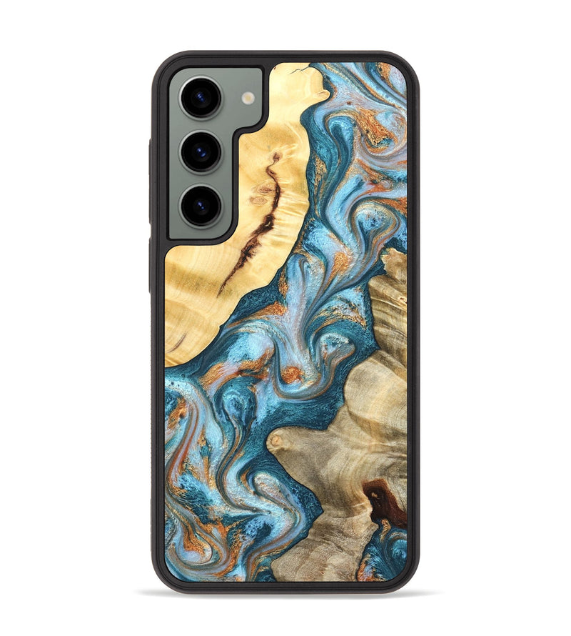 Galaxy S23 Plus Wood Phone Case - Obie (Teal & Gold, 823712)