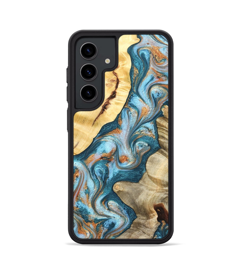 Galaxy S24 Wood Phone Case - Obie (Teal & Gold, 823712)