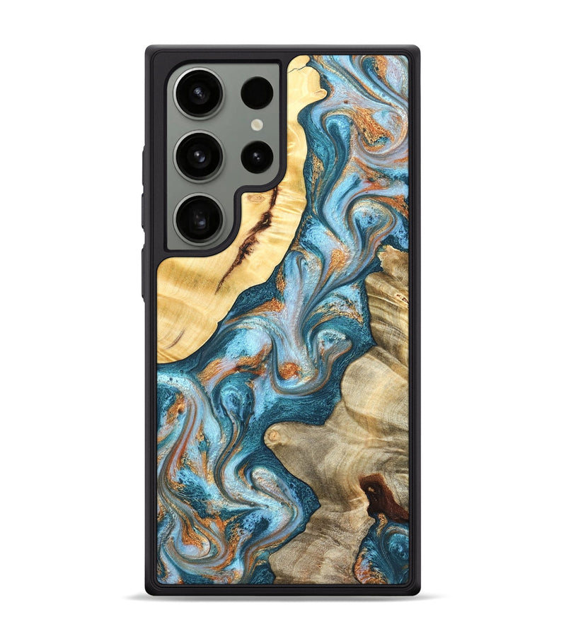 Galaxy S24 Ultra Wood Phone Case - Obie (Teal & Gold, 823712)