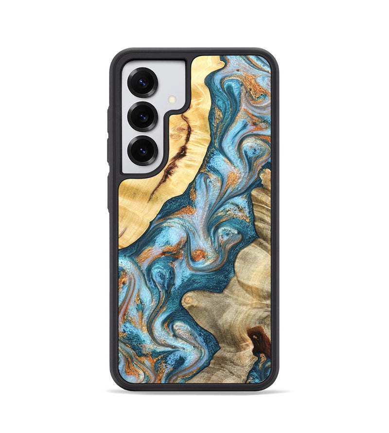 Galaxy S25 Wood Phone Case - Obie (Teal & Gold, 823712)