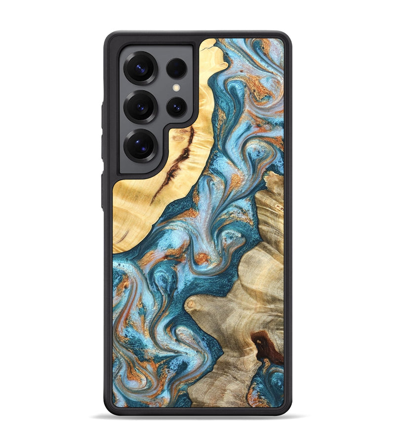 Galaxy S25 Ultra Wood Phone Case - Obie (Teal & Gold, 823712)
