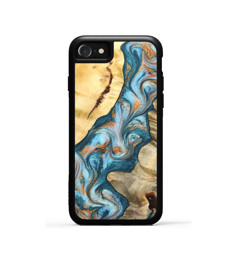 iPhone SE Wood Phone Case - Obie (Teal & Gold, 823712)