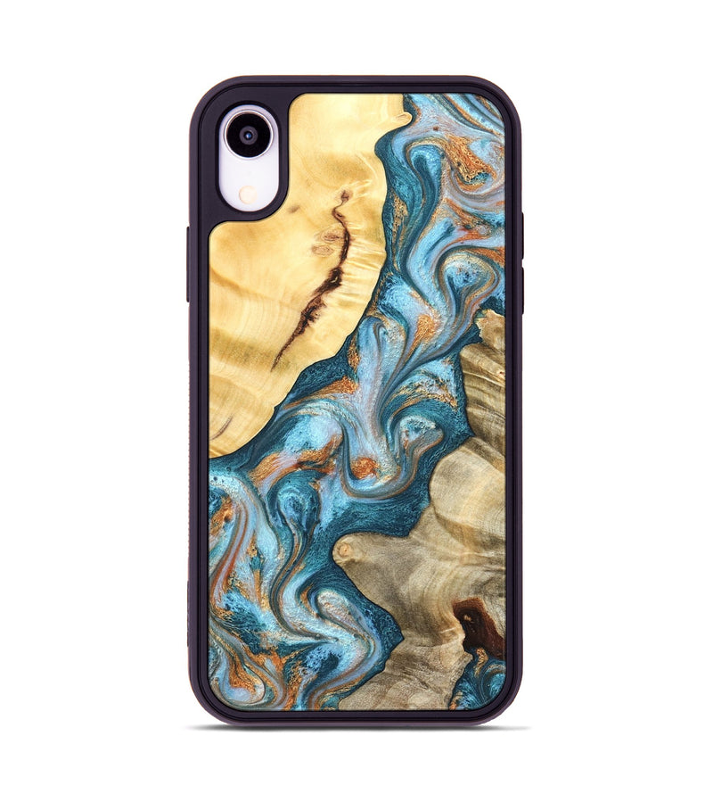 iPhone Xr Wood Phone Case - Obie (Teal & Gold, 823712)