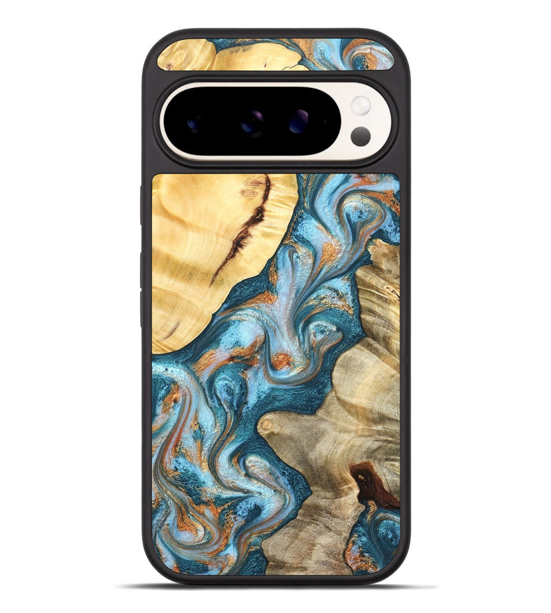 Pixel 9 Pro XL Wood Phone Case - Obie (Teal & Gold, 823712)