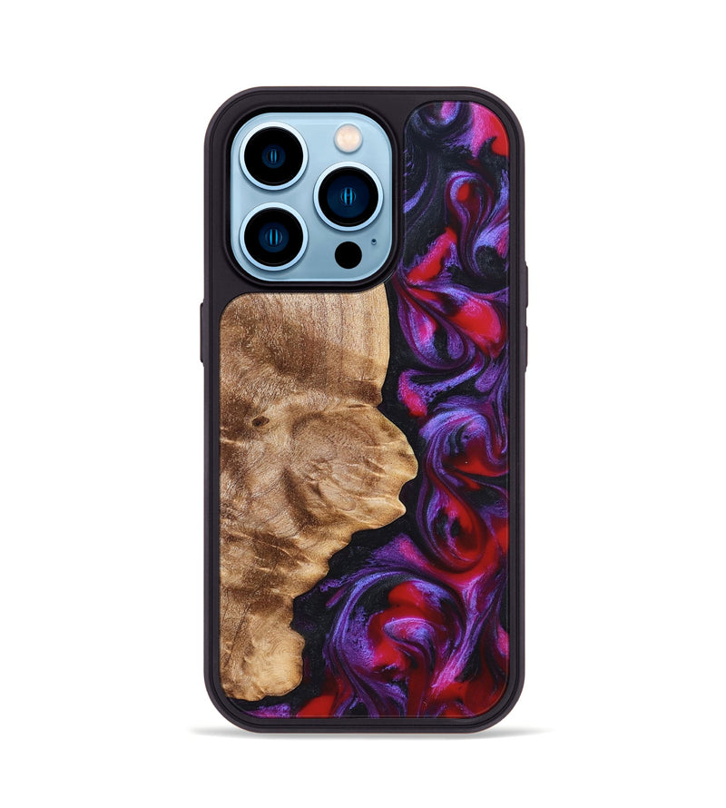 iPhone 14 Pro Wood Phone Case - Zyair (Red, 823715)