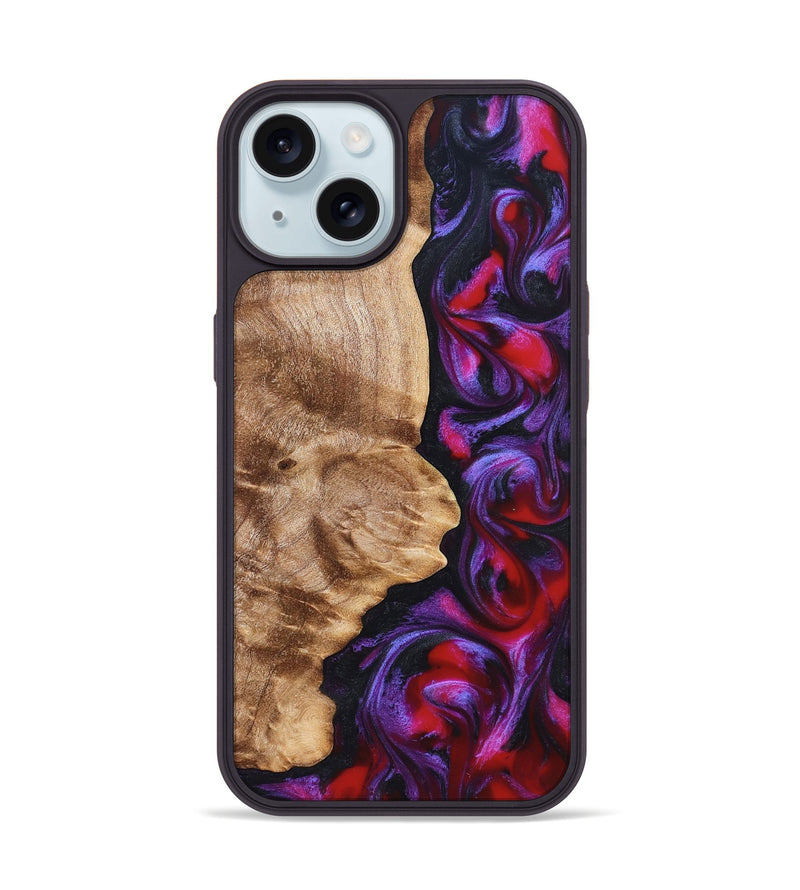 iPhone 15 Wood Phone Case - Zyair (Red, 823715)